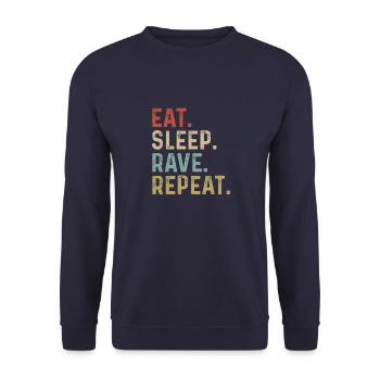 Eat Sleep Rave Repeat - Unisex Pullover - Navy - Vorne - Alina (178cm) & Michal (187cm)