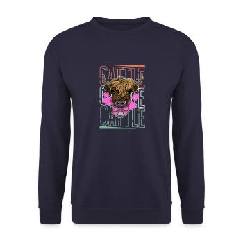 Schottisches Hochlandrind Bauernhof Landwirt - Unisex Pullover - Navy - Vorne - Alina (178cm) & Michal (187cm)
