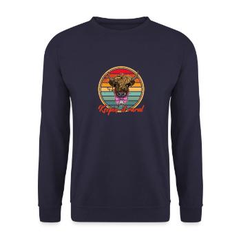 Landwirtschaft Rind Hochlandrind Kuh Bauer - Unisex Pullover - Navy - Vorne - Alina (178cm) & Michal (187cm)