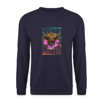 Schottisches Hochlandrind Bauernhof Landwirt - Unisex Pullover - Navy - Vorne - Alina (178cm) & Michal (187cm)