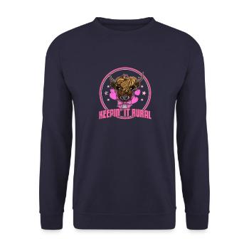 Hochlandrind Kuh Rind Bauernhof Züchter - Unisex Pullover - Navy - Vorne - Alina (178cm) & Michal (187cm)