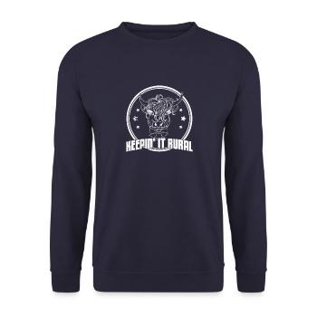 Hochlandrind Kuh Rind Bauernhof Züchter - Unisex Pullover - Navy - Vorne - Alina (178cm) & Michal (187cm)