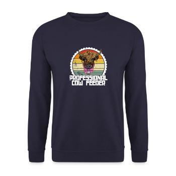 Kuh Tier Bauer Hochlandrind Kalb Landwirt - Unisex Pullover - Navy - Vorne - Alina (178cm) & Michal (187cm)