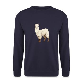 Alpaka Grafik - Unisex Pullover - Navy - Vorne - Alina (178cm) & Michal (187cm)