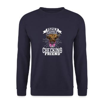Landwirt Bauernhof Kuh Hochlandrind Züchter - Unisex Pullover - Navy - Vorne - Alina (178cm) & Michal (187cm)