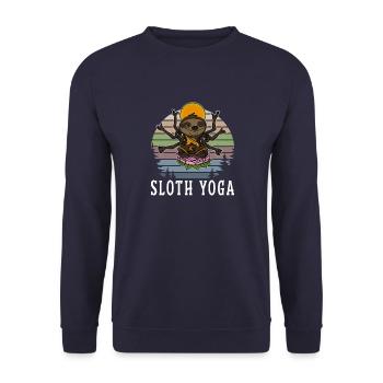 Faultier Lotus Namaste Yoga Meditation Buddha - Unisex Pullover - Navy - Vorne - Alina (178cm) & Michal (187cm)