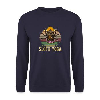Faultier Lotus Namaste Yoga Meditation Buddha - Unisex Pullover - Navy - Vorne - Alina (178cm) & Michal (187cm)