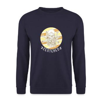 Faultier Namaste Yoga Buddha Meditation Zen - Unisex Pullover - Navy - Vorne - Alina (178cm) & Michal (187cm)