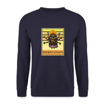 Faultier Fitness Yoga Namaste Meditation Zen - Unisex Pullover - Navy - Vorne - Alina (178cm) & Michal (187cm)