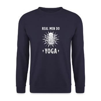 Faultier Yoga Namaste Meditation Lotus Niedlich - Unisex Pullover - Navy - Vorne - Alina (178cm) & Michal (187cm)