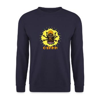 Faultier Yoga Faultier Lotus Buddha Meditation - Unisex Pullover - Navy - Vorne - Alina (178cm) & Michal (187cm)