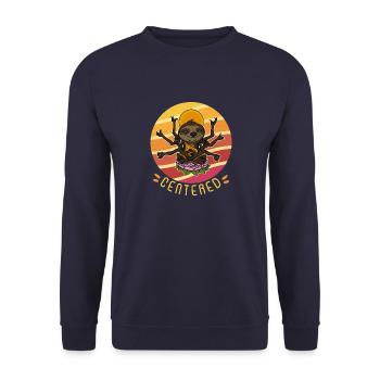 Faultier Namaste Yoga Buddha Meditation Zen - Unisex Pullover - Navy - Vorne - Alina (178cm) & Michal (187cm)