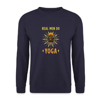 Faultier Yoga Namaste Meditation Lotus Niedlich - Unisex Pullover - Navy - Vorne - Alina (178cm) & Michal (187cm)