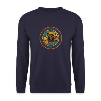 Faultier Lotus Posa Namaste Buddha Meditation - Unisex Pullover - Navy - Vorne - Alina (178cm) & Michal (187cm)