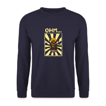 Lotus Posa Faultier Namaste Buddha Zen Fitness - Unisex Pullover - Navy - Vorne - Alina (178cm) & Michal (187cm)
