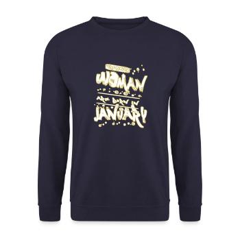 Frauen die im Januar geboren sind - Graffiti - Unisex Pullover - Navy - Vorne - Alina (178cm) & Michal (187cm)