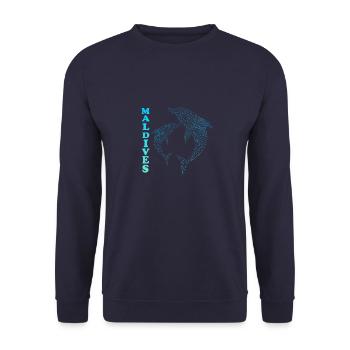 Malediven Delfine Maldives Dolphins - Unisex Pullover - Navy - Vorne - Alina (178cm) & Michal (187cm)