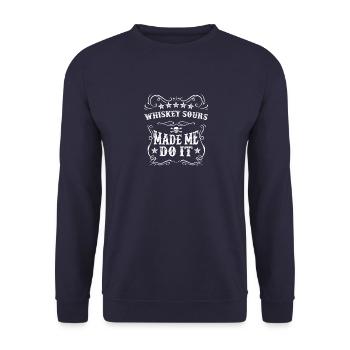 Whiskey Made Me Do It Tee - Lustiger Alkoholkonsum - Unisex Pullover - Navy - Vorne - Alina (178cm) & Michal (187cm)