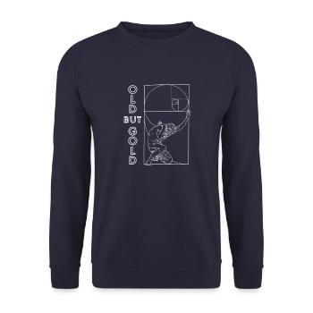 Geometrie Goldener Schnitt Fibonacci Spirale - Unisex Pullover - Navy - Vorne - Alina (178cm) & Michal (187cm)