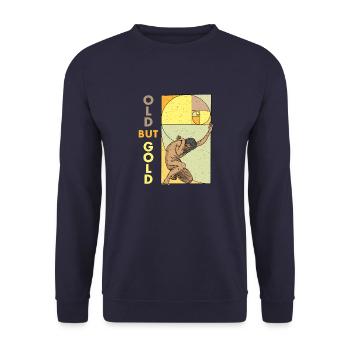 Geometrie Goldener Schnitt Fibonacci Spirale - Unisex Pullover - Navy - Vorne - Alina (178cm) & Michal (187cm)