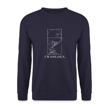 Fibonacci Kunst Schnitt Goldener Folge Mathe - Unisex Pullover - Navy - Vorne - Alina (178cm) & Michal (187cm)