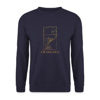 Fibonacci Kunst Schnitt Goldener Folge Mathe - Unisex Pullover - Navy - Vorne - Alina (178cm) & Michal (187cm)