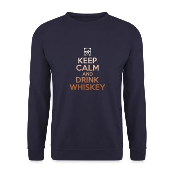 Keep Calm And Drink Whiskey T-Shirt - Funny Scotch - Unisex Sweatshirt - navy - Front - Alina (178cm) & Michal (187cm)