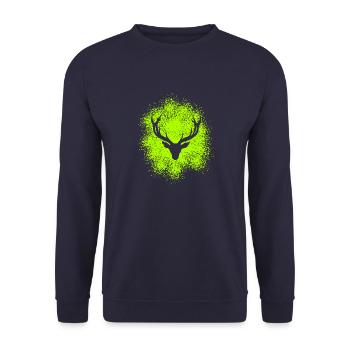 Majestätischer Hirschkopf – Für Jäger & Naturfreun - Unisex Pullover - Navy - Vorne - Alina (178cm) & Michal (187cm)