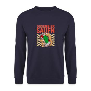Bierathlon Dosenbier Bier Trinken Alkohol Bierdose - Unisex Pullover - Navy - Vorne - Alina (178cm) & Michal (187cm)