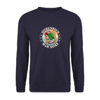 Bierdosen Trinker Saufen Alkohol Party Geschenk - Unisex Pullover - Navy - Vorne - Alina (178cm) & Michal (187cm)