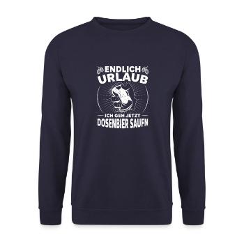 Saufen Trinken Biertrinker Dosenbier Wettsaufen - Unisex Pullover - Navy - Vorne - Alina (178cm) & Michal (187cm)