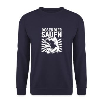 Bierathlon Dosenbier Bier Trinken Alkohol Bierdose - Unisex Pullover - Navy - Vorne - Alina (178cm) & Michal (187cm)