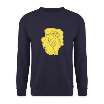 SCHNAUZER yellow one line - Unisex Sweatshirt - navy - Front - Alina (178cm) & Michal (187cm)