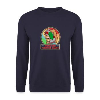 Saufen Biertrinker Bierdose Dosenbier Kistenlauf - Unisex Pullover - Navy - Vorne - Alina (178cm) & Michal (187cm)