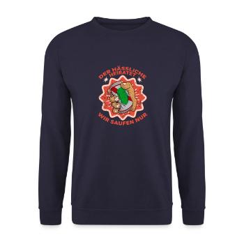 Alkohol Bier Dosenbier Saufen party Geschenk - Unisex Pullover - Navy - Vorne - Alina (178cm) & Michal (187cm)