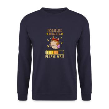 Hund Muskelaufbau Sportler Gym Training - Unisex Pullover - Navy - Vorne - Alina (178cm) & Michal (187cm)