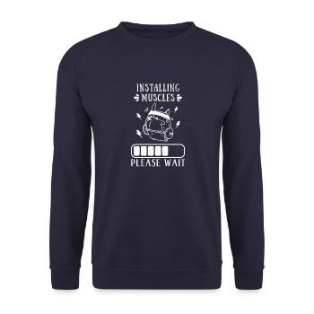 Hund Muskelaufbau Sportler Gym Training - Unisex Pullover - Navy - Vorne - Alina (178cm) & Michal (187cm)