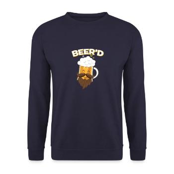Beer_D T-Shirt - Funny Beard Mustache Beer Glass - Unisex Sweatshirt - navy - Front - Alina (178cm) & Michal (187cm)