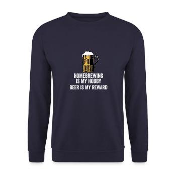 Heimbrauen ist mein Hobby Bier ist meine Belohnung Lustig - Unisex Pullover - Navy - Vorne - Alina (178cm) & Michal (187cm)
