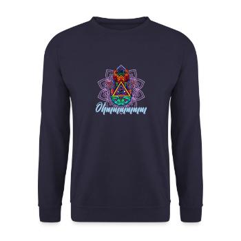 Hamsa Yoga Buddha Talisman Hindu Glück - Unisex Pullover - Navy - Vorne - Alina (178cm) & Michal (187cm)