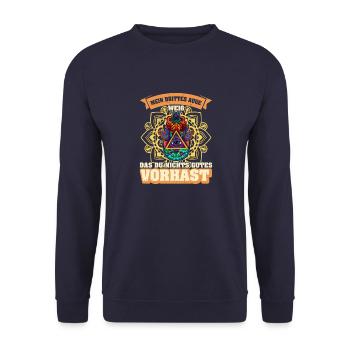Hindu Yoga Symbol Hamsa Eye Meditation - Unisex Pullover - Navy - Vorne - Alina (178cm) & Michal (187cm)