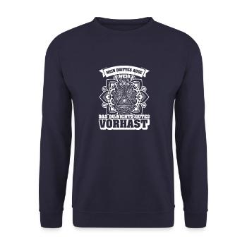 Hindu Yoga Symbol Hamsa Eye Meditation - Unisex Pullover - Navy - Vorne - Alina (178cm) & Michal (187cm)