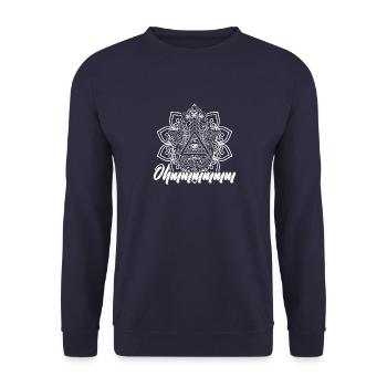 Hamsa Yoga Buddha Talisman Hindu Glück - Unisex Pullover - Navy - Vorne - Alina (178cm) & Michal (187cm)