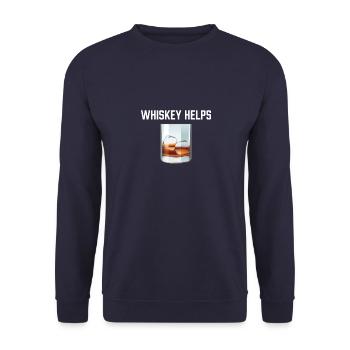 Whiskey Helps T-Shirt - Funny Scotch On The Rocks - Unisex Sweatshirt - navy - Front - Alina (178cm) & Michal (187cm)