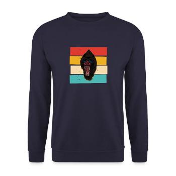 Mandrill Biologe Zoologe Tiere primat Safari - Unisex Pullover - Navy - Vorne - Alina (178cm) & Michal (187cm)