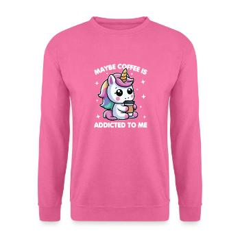 Vielleicht ist Kaffee süchtig nach mir Einhorn lustig - Unisex Pullover - Pink - Vorne