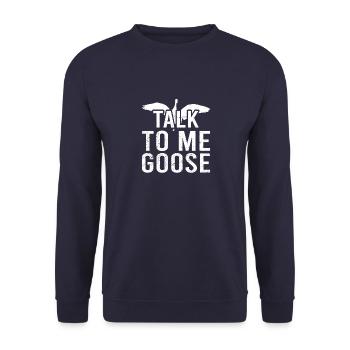 Gans Gänse Goose Vintage Silly Goose Sprüche - Unisex Pullover - Navy - Vorne - Alina (178cm) & Michal (187cm)