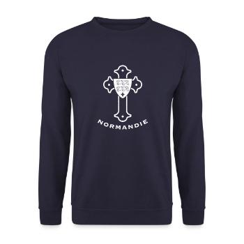 Herzogtum Normandie Flagge Frankreich Urlaub - Unisex Pullover - Navy - Vorne - Alina (178cm) & Michal (187cm)