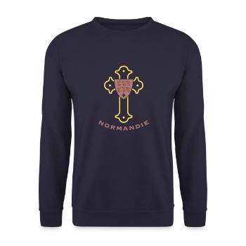 Herzogtum Normandie Flagge Frankreich Urlaub - Unisex Pullover - Navy - Vorne - Alina (178cm) & Michal (187cm)