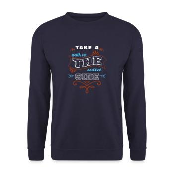 Awesome Joke Campsite Camping Funny Tshirt Geek - Unisex Sweatshirt - navy - Front - Alina (178cm) & Michal (187cm)